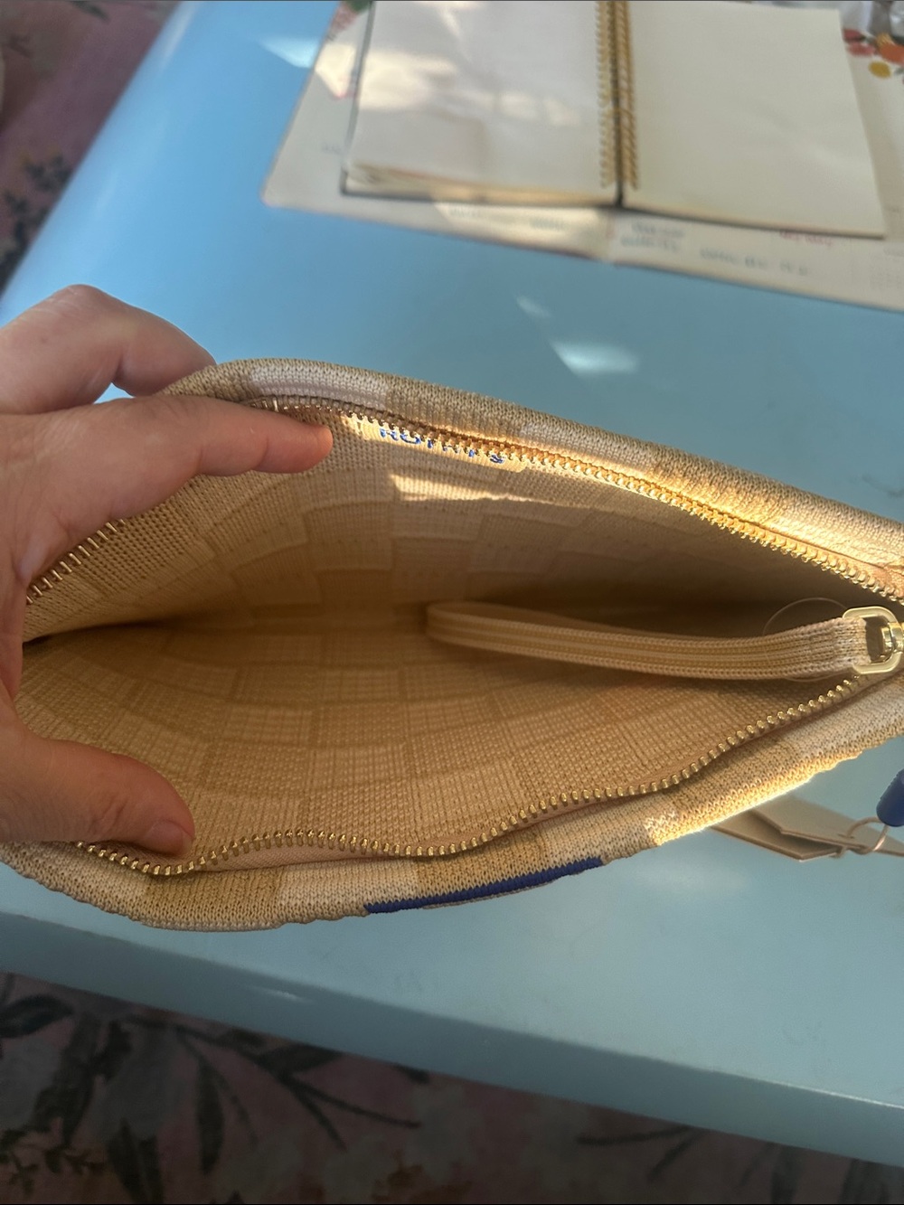 Rothy's Checkerboard Knit Clutch - Cream & Tan - Picture 5 of 5